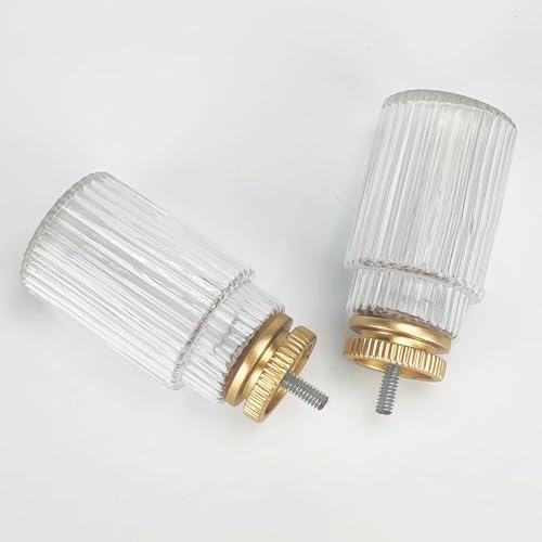 Gold Ribbed Glass Curtain Rod Finials Set of 2, 1-1/8 Inch Diameter Compatibility
