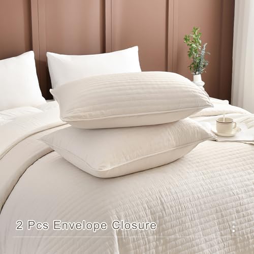 Masaca 3-Piece Oversized King Quilt Set 128"x120" Wheat Lightweight Bedspread