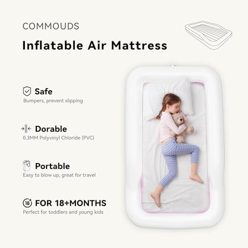 Inflatable Toddler Travel Bed with Safety Bumpers & Electric Pump