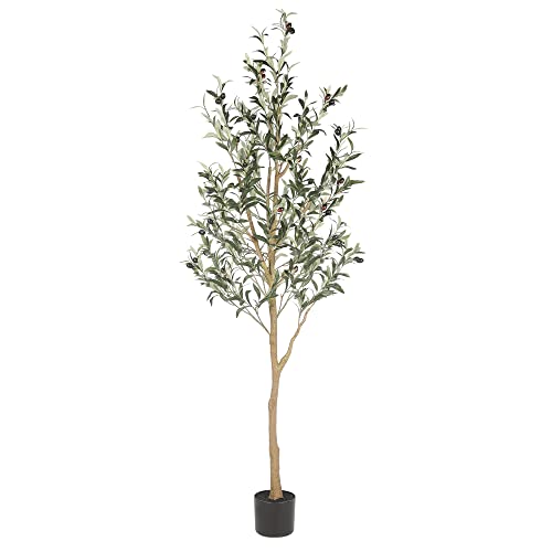 6ft Faux Olive Tree with Natural Trunk & Realistic Leaves