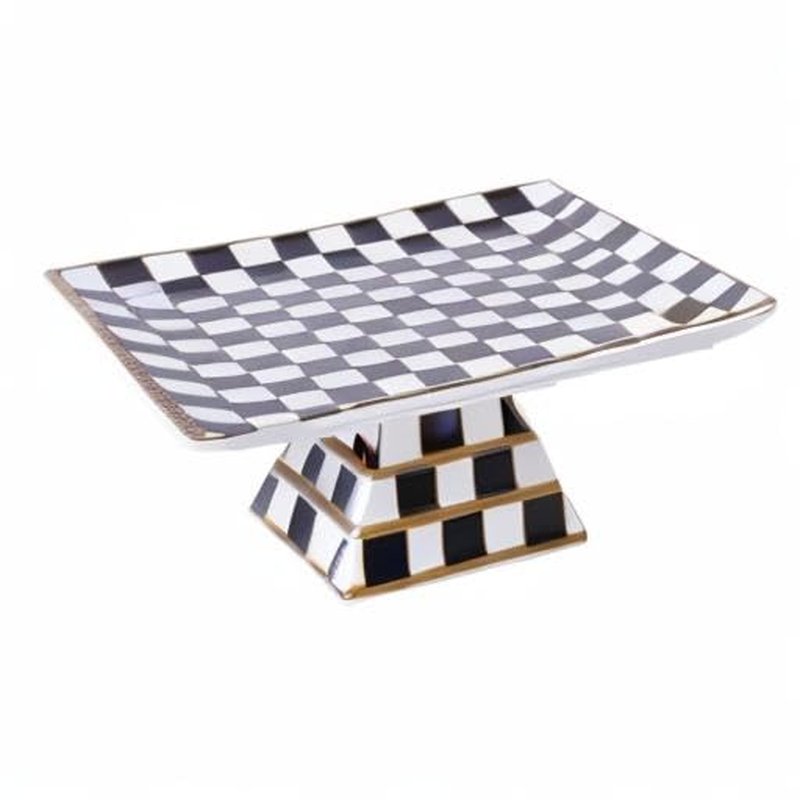 Porlien Checker Pattern 13-inch Cake Stand, Cake Holder, Serving Platter
