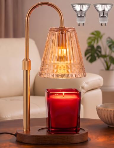 Kuttipaw Honey-Gold Candle Warmer Lamp with Timer & Dimmer – Adjustable Wax Warmer for Jar Candles, Flameless, Gift for New Home & Birthday (2 Bulbs Included) – Variation 1