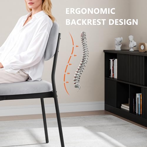 Set of 4 Modern Velvet Dining Chairs, Stackable Kitchen Chairs with Metal Legs
