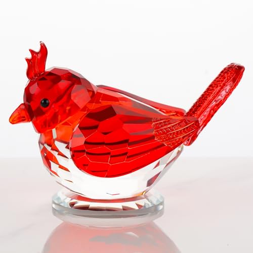 Hand Blown Glass Red Bird Figurine - Bird Decor for Home & Gift - Arikyrist