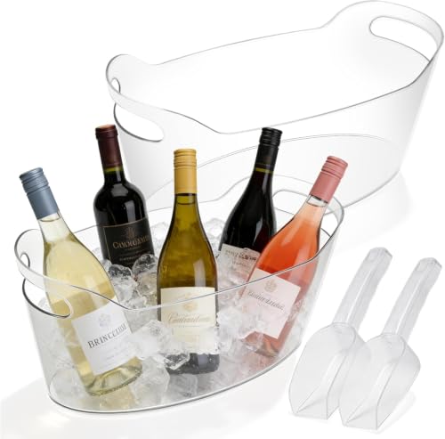 2 Pack 6.5L Clear Ice Buckets for Parties, Wine & Beverage Cooler Set