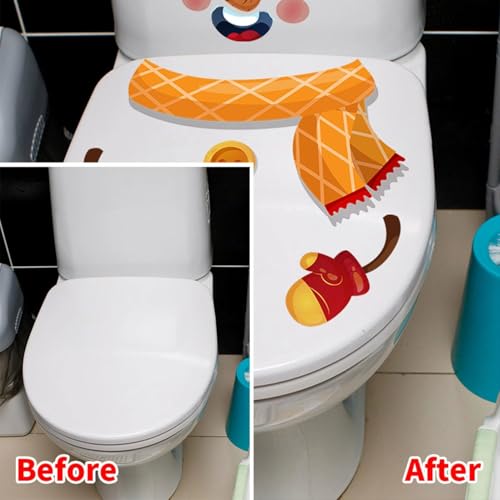 QUNITKAST Christmas Snowman Toilet Stickers - Color3 Winter Bathroom Decor