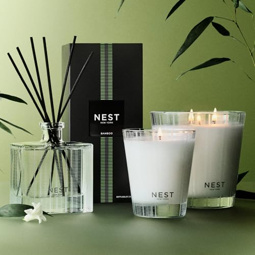Bamboo Reed Diffuser Set - 5.9 fl oz Glass Vessel with 8 Natural Sticks