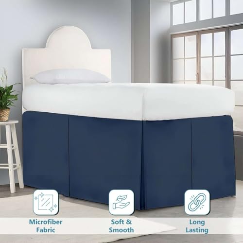 Twin XL Bed Skirt with 32 Inch Drop - Pleated Microfiber Dorm Dust Ruffle