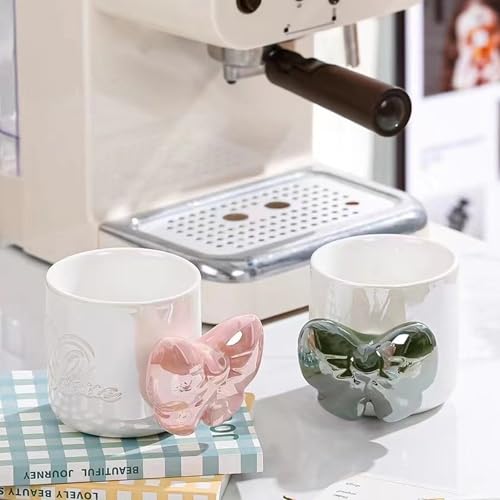Disoza Pink Bow Coffee Mug 12 OZ Ceramic Cute Coquette Tea Cup for Women & Girls - Variation #B