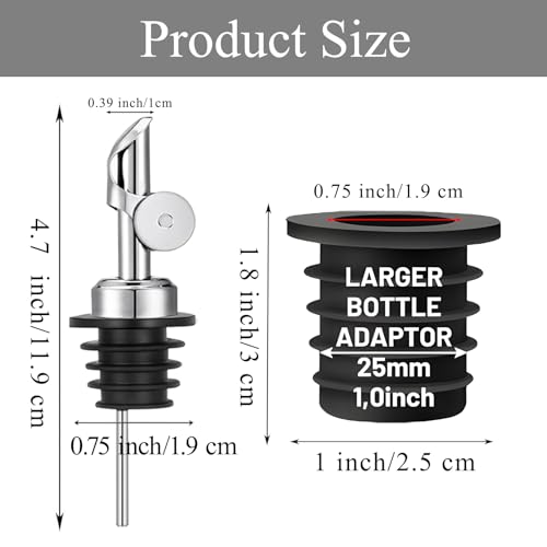 750ml Silver Olive Oil Pour Spout Set with Adapters for Bottles - KIBARTOL