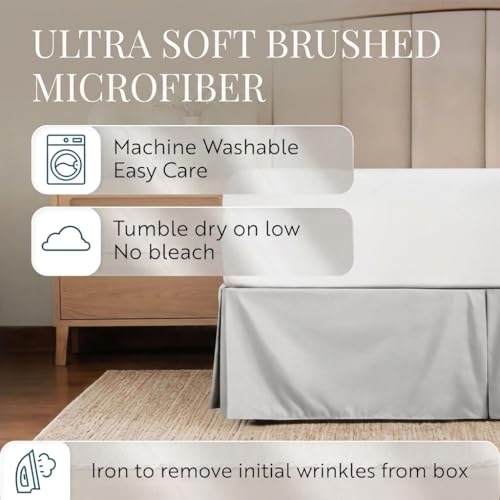 Ultra Soft Microfiber Bed Skirt - 14-Inch Tailored Drop Dust Ruffle