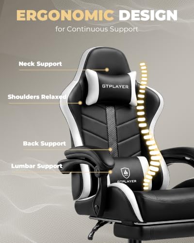 Ergonomic Gaming Chair with Footrest, Reclining Computer Chair for Office