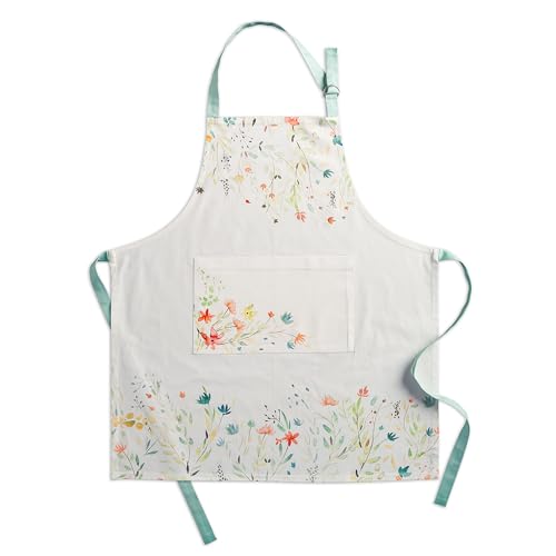 100% Cotton Kitchen Apron with Pocket - Adjustable Neck Strap & Long Ties