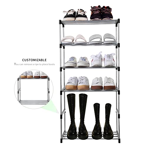 3-Tier Stackable Shoe Rack - Compact Space Saving Storage Organizer (Black)