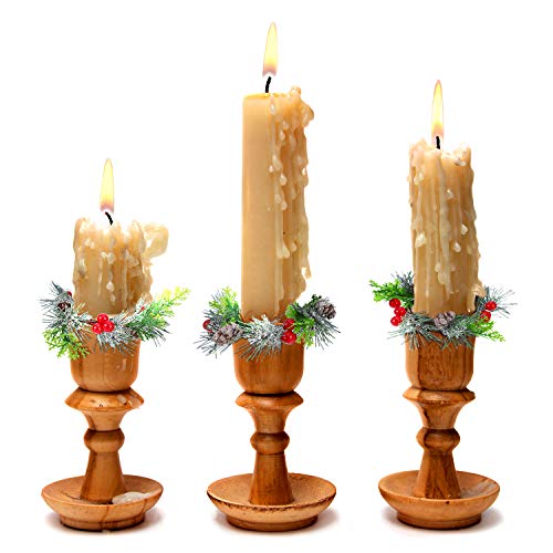 4.7 Inch Christmas Candle Rings with Artificial Red Berries, Set of 6