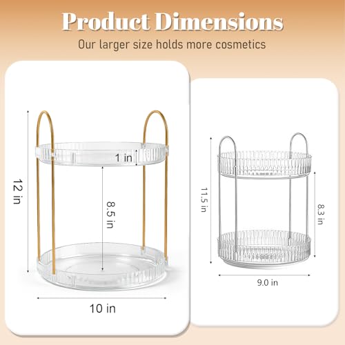 Anyoifax 2-Tier 360° Rotating Clear Makeup Organizer with Large Capacity