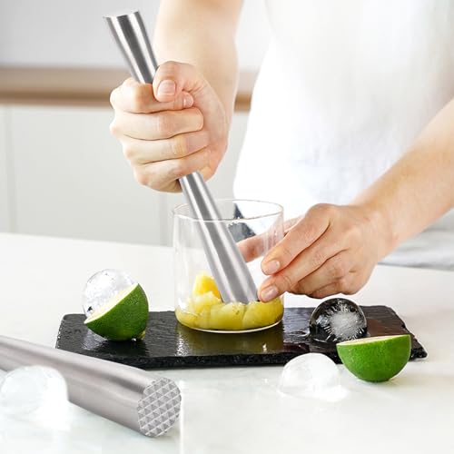 Stainless Steel Cocktail Muddler Set - 10-Inch Bar Accessories for Mojitos, Old Fashioned & Fruit Drinks