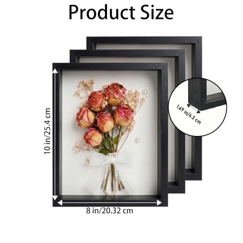 3-Piece 8x10 Shadow Box Frame Set, Wooden Display Case for Keepsakes