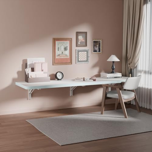 55-inch Wall Mounted Folding Table, Solid Wood Fold-Down Desk & Workbench