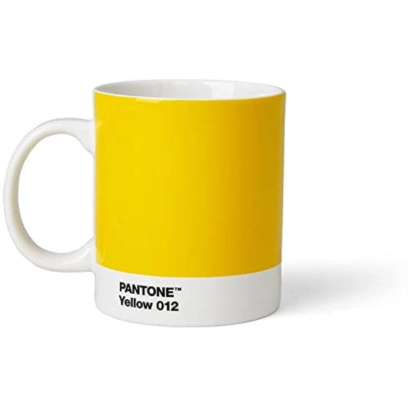 Pantone by Copenhagen Design - Large ceramic coffee mug with handle - Colorful Porcelain coffee mug/cup, 12 oz Yellow 012