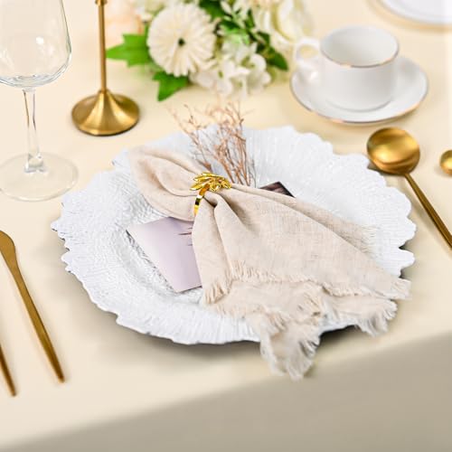 White 50 Pcs 13 Inch Reef Charger Plates Bulk - Elegant Decorative Tableware
