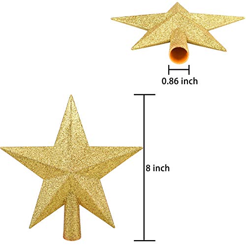 8-Inch Gold Glitter Star Christmas Tree Topper - Festive Holiday Decor