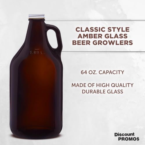 Amber Glass Beer Growler 64 oz. with Screw-Top Lid - Customizable