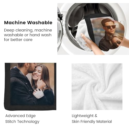 Personalized Photo Blanket - Custom Soft Flannel Throw with Picture & Text