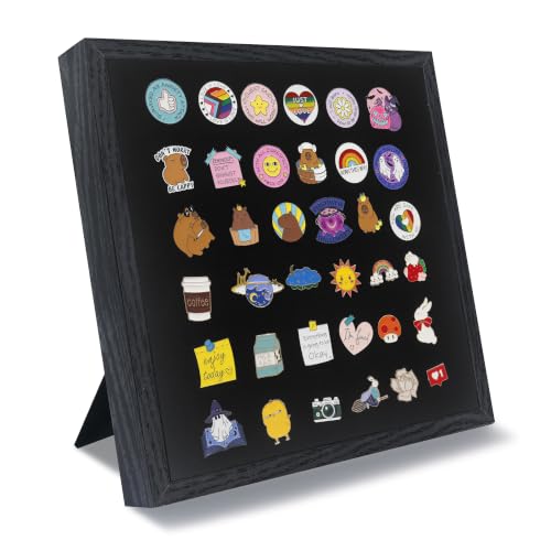 11x11 Enamel Pin Display Case with Glass Cover - Wall or Tabletop Shadow Box
