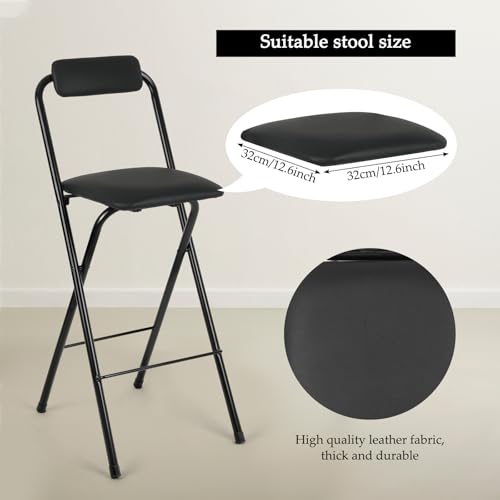 Folding Bar Stool with Backrest, 29.5-Inch Tall Counter Height Chair