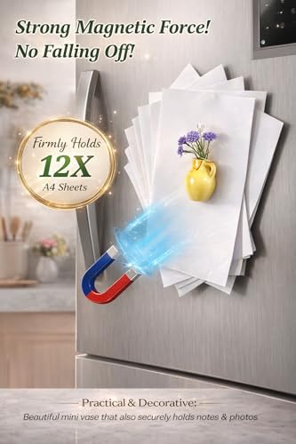 Hand-Blown Mini Vase Magnets for Fridge - Set of 10 Glass & Ceramic Bud Vases