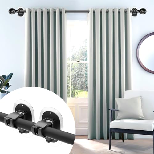 2 Pack No Drill Curtain Rod Brackets, Adhesive Heavy Duty Wall Hooks