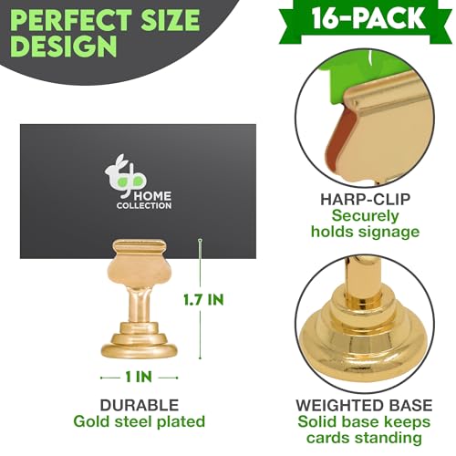 16pc Gold Metal Table Number Holders - 1.7 Inch Place Card Stand