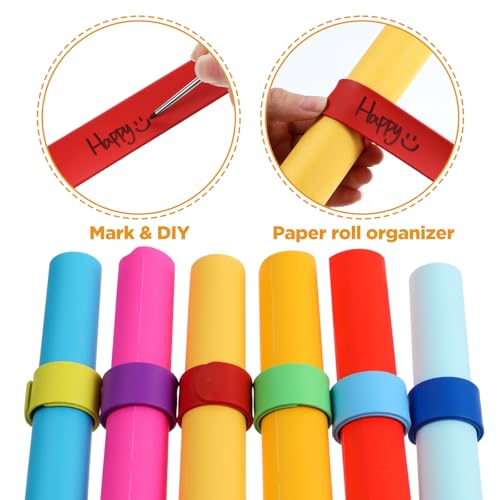 Silicone Wrapping Paper Roll Holder Clips 36 Pcs Steel-Reinforced Snap Bands