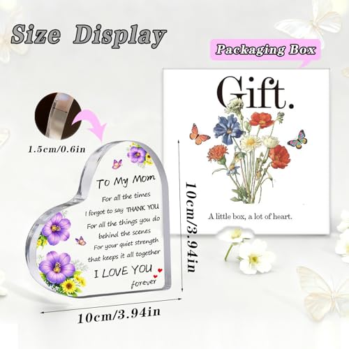 Gifts for Mom from Daughter & Son, I Love You Heart Shaped Acrylic