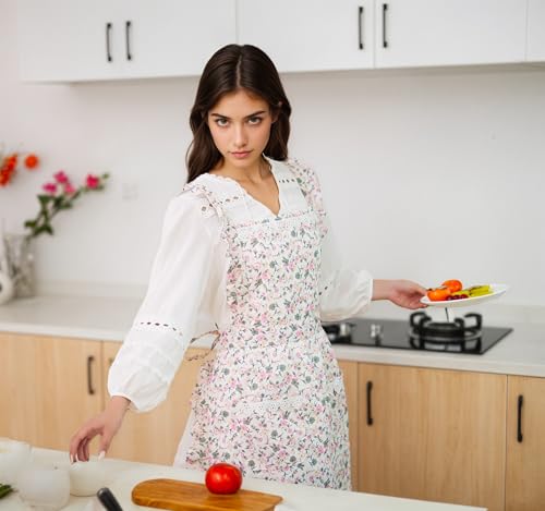 Adjustable Cross Back Kitchen Apron with Pockets - Black Cooking Bib