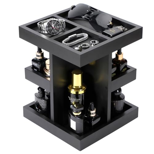 Black Cologne Organizer Stand for Men - Multi-Layer Perfume Storage & Display