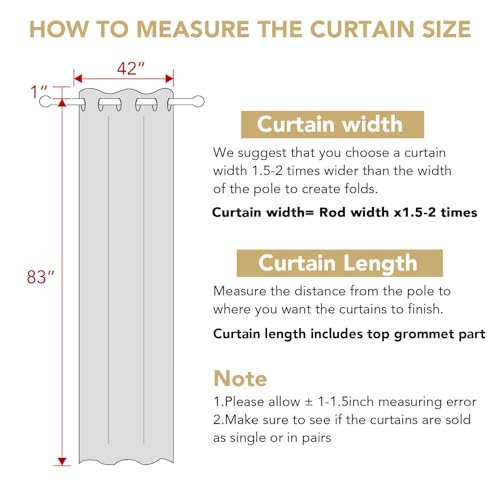 H.VERSAILTEX Room Darkening Curtains 84 Inches Long for Living Room Light Reducing Blackout Curtains for Bedroom Thermal Insulated Window Treatment Panels Grommet Top 2 Panels, 42 x 84 Inches - Ivory