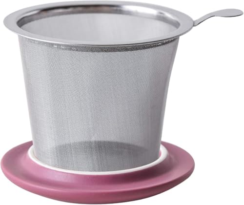 Yundu Matte Purple 12oz Ceramic Teacup with Infuser & Lid – Elegant Tea Mug for Loose Leaf Brewing