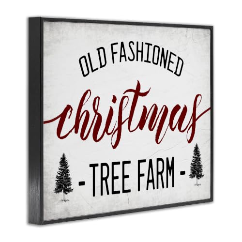 Old Fashioned Christmas / Black / 30" L x 24" W Framed Giclée Print - Rustic Christmas Tree Farm