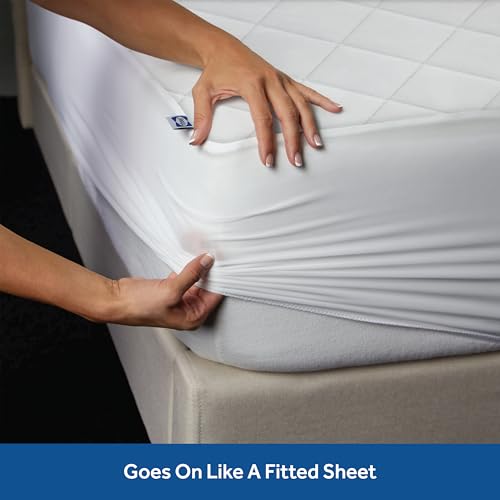 Queen Size Cotton Fitted Mattress Pad - 18 Inch Deep, Machine Washable