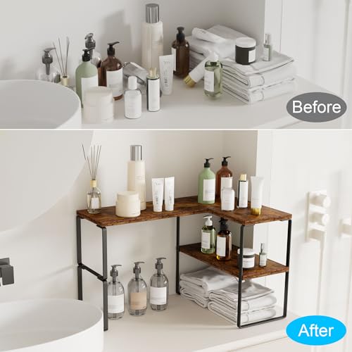 2-Tier Adjustable Kitchen Countertop Organizer & Corner Shelf