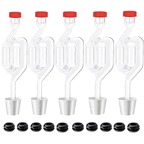 S-Shape Fermentation Airlock Kit with Stoppers and Grommets for Brewing and Pickling
