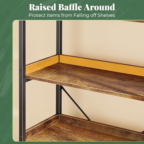 5-Tier Industrial Bookshelf with 10 Open Shelves and Metal Frame