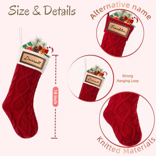Personalized 18-Inch Christmas Stockings with Leather Patch - Green