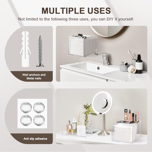 Clear Acrylic Disposable Facial Towel Holder Wall-Mounted Storage Box