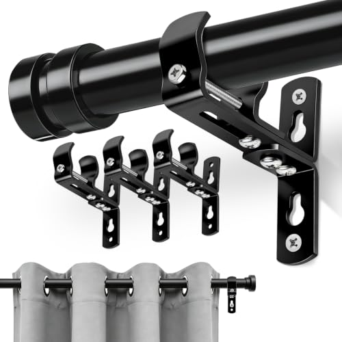 Adjustable Heavy Duty Curtain Rod Brackets - Wall or Ceiling Mount, 4 Pack