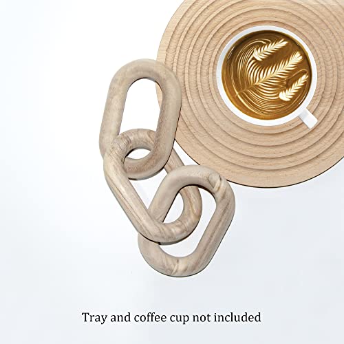 3-Link Wood Chain Decor, Natural Paulownia Wood Knot for Coffee Table