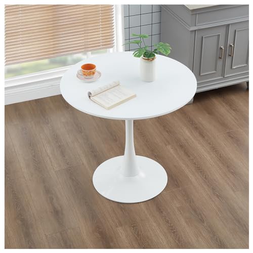 HYYTEIBL 27.3-Inch White Tulip Dining Table, Round Mid-Century Modern for 2-4 People