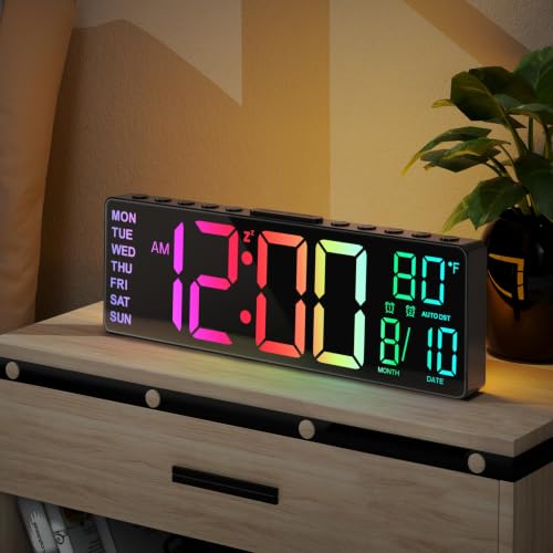 10.5-Inch Large Digital Alarm Clock with LED Display, Remote and Dual Alarm